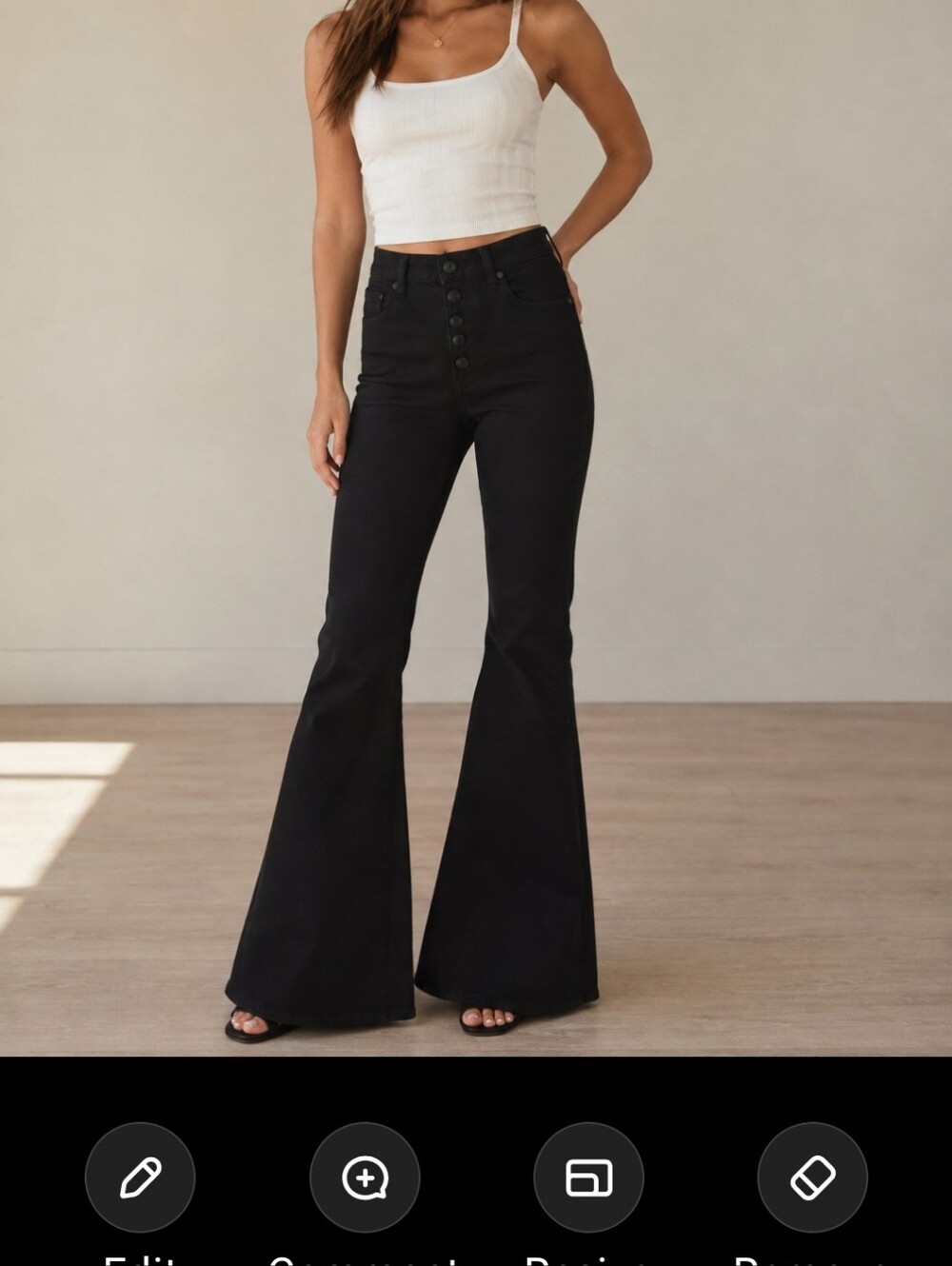American Eagle Outfitters Next Level Stretch Black High-Rise Flare Jeans Size 6